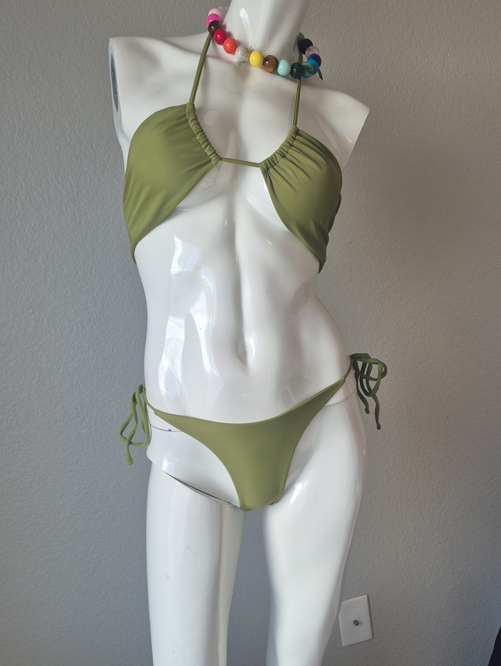 SHEIN Olive Green String Bikini Set